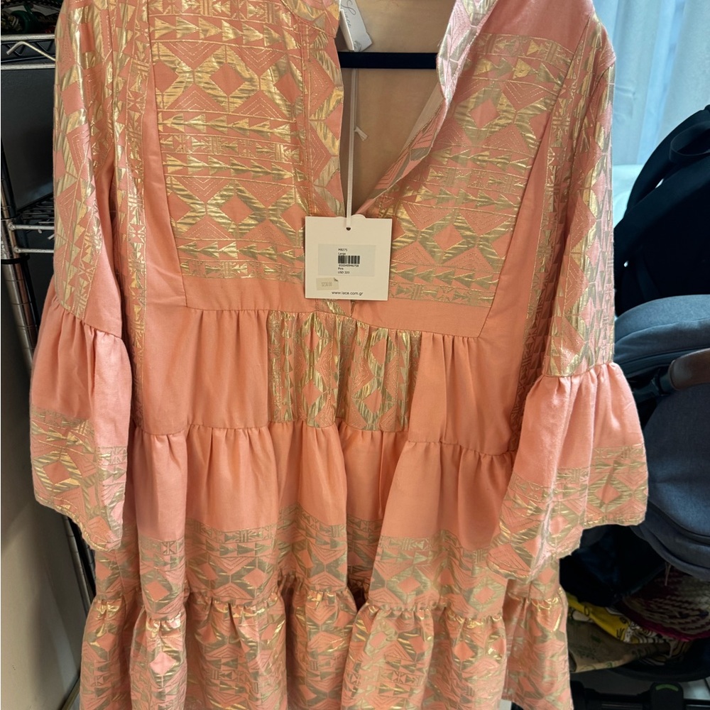 Elegant Pink and Gold Women's Dress